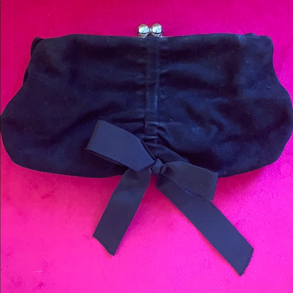 DKNY Suede clutch kiss lock closure